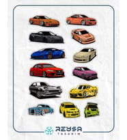 Arabalar Sticker Set 8 13 Parça Telefon, Tablet, Defter, Laptop Sticker