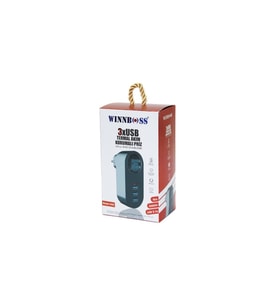 SİYAH TERMAL AKIM KORUMALI  1XPRİZ 3XUSB DUVAR TİPİ PRİZ 10A - 2500W (5343)