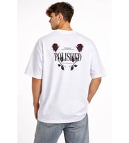 Erkek Kısa Kol Yazlık Tişört Bisiklet Yaka Baskılı Oversize T-Shirt - Beyaz