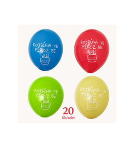 Kürtçe Doğum Günü Balonu - Karışık Renkli (20 adet) - Rojbuna Te Piroz Be 12 inç - 30 cm (Çok Renkli-Multı)