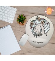 Kişiye Özel Çiçekli At Temalı Bilek Destekli Mouse Pad