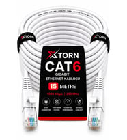 TORN CAT6 Ethernet Kablosu 15 Metre RJ45 LAN İnternet Modem Router Bilgisayar Kablosu