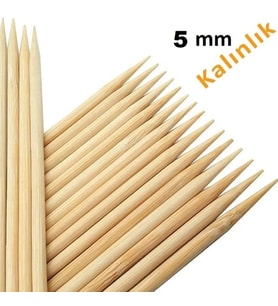 Hayal Sepeti Bambu 5mm Kalın Ahşap Çöp Şiş Çubuğu 50 Cm - 25 Adet