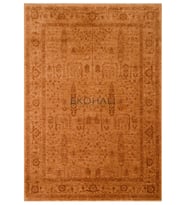 Kahverengi Salon Halısı Bej Klasik Çiçekli Yumuşak Havlı Koridor Eskitme Vintage Tasarım