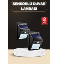 Bahçe Aydınlatma Sensörlü Güneş Enerjili Duvar Lambası 40 Led Işık - Lisinya
