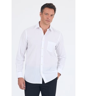 Klasik Yaka Uzun Kol Cepli Comfort Fit Basic Pamuklu Gömlek 1004255002