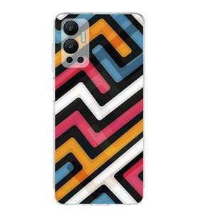 PrintiFy İnfinix Hot 12 Uyumlu Kamera Korumalı Labirent Grafiti Tasarımlı Şeffaf Silikon Kılıf