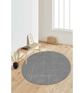 Dijital Baskılı Kaymaz Taban Yıkanabilir Yuvarlak Salon Halısı Koridor Halısı Paspas NDY-SD-1039 (Gri)
