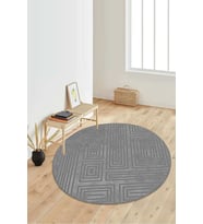 Dijital Baskılı Kaymaz Taban Yıkanabilir Yuvarlak Salon Halısı Koridor Halısı Paspas NDY-SD-1039 (Gri)