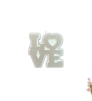 Love Strafor Süs, 25cm x 25cm - Gümüş