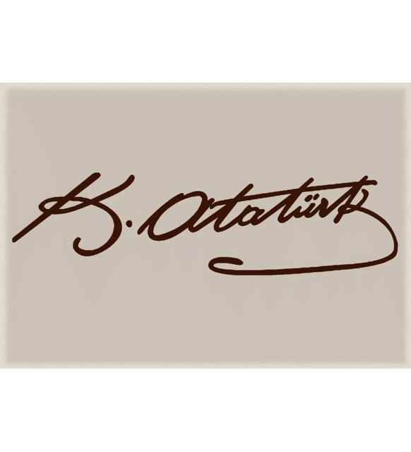 Adesivo Auto O Parete Con Autografo Di Atatürk - Mustafa Kemal - Argento - 25x9 Cm - Pellicola PVC Opaca