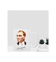 BEYAZ PORSELEN ATATÜRK PORTRE BASKILI KUPA