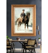 Altın Varaklı Çerçeveli Paspartulu Atatürk Tablo DC1586 (Gold)