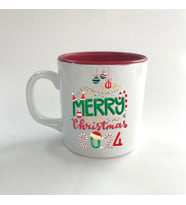 Merry Christmas 2024 Baskılı Kırmızı Multi Yılbaşı Kupası