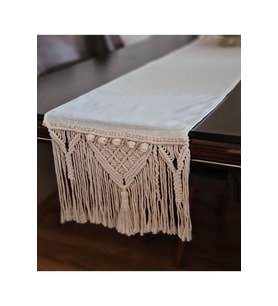 Linen Kumaş Makrome Runner, Masa Örtüsü