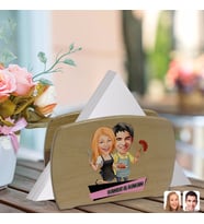 BK Gift Kişiye Özel Aşçı Çift Karikatürlü Lüks Ahşap Peçetelik-1