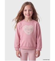 LC WAIKIKI Pembe Bisiklet Yaka Baskılı Kız Çocuk Sweatshirt