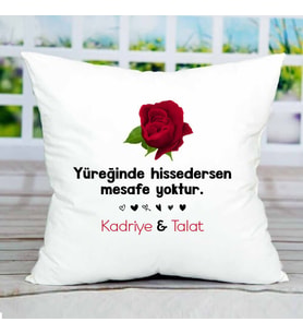 Yüreğinde Hissedersen Mesafe Yoktur Yastık (Beyaz)