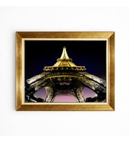Tablore Paris Eyfel Kulesi Temalı Gece Manzaralı Altın Çerçeveli Duvar Tablosu