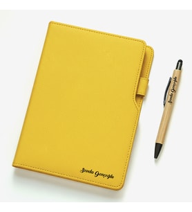 Kişiye Özel Deri Defter Bambu Kalem