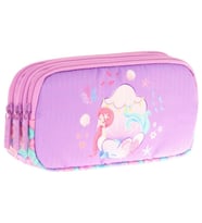 Kaukko Kids Üç Bölmeli Pembe Lila, Denizkızı, Kız Çocuk Okul Kalemliği - L8225 (Çok Renkli)