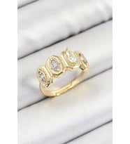 Pirinç Zirkon Taşlı Damla Model Gold Renk Kadın Yüzük (Altın)