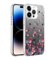Apple iPhone 14 Pro Max Kılıf Desenli Zore Silver Sert Kılıf Çiçek