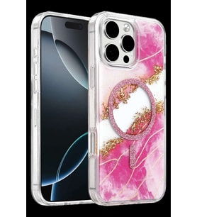 Onegif iPhone 16 Pro Max Lotus Simli Magsafe Kapak - Pembe