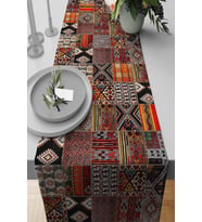 Çok Renkli Patchwork Premium Masa Örtüsü Runner RNR168
