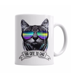 Too Cute To Care Cat Kedi Dj Kupa Bardak Porselen