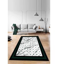 Yeşil Geometrik Kaymaz Taban Makinede Yıkanabilir Halı RV148 - 100 x 160 cm