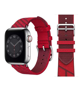 Apple Watch 7 41mm Uyumlu Kordon Kumaş Renkli Metal Klipsli KRD-51 Hasır Kayış (Model 3)