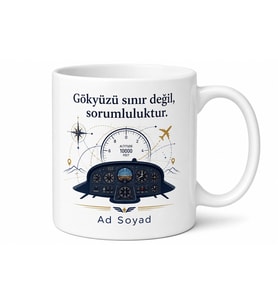Uçak Kaptanına İrtifa Kontrolü Kokpit Sorumluluğu Uçuş Planı Kupa Hediye Bardak