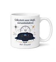 Uçak Kaptanına İrtifa Kontrolü Kokpit Sorumluluğu Uçuş Planı Kupa Hediye Bardak