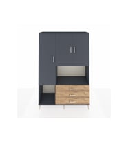 Hyperion Dolap 6 Raflı 3 Çekmeceli 3 Kapaklı 132x44x195 Antrasit-Antrasit/Çam