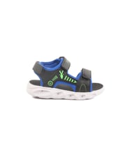 Ayakmod Siyah Saks Cırtlı Işıklı Erkek Çocuk Spor Sandalet 018125 P (Siyah-Saks)