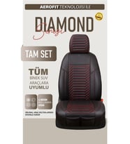 Hyundai Atos Uyumlu Lüx Deri Oto Koltuk Kılıfı Ön Arka Takım DIAMOND Serisi SİYAH KIRMIZI