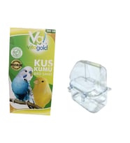 Kuş Kumu 300 gr (Tüm Kuşlar İçin ) Ve Şeffaf Lüks Kuş Yemlik