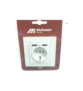 Mutlusan Çift Usb’li 5v 2.4a Topraklı Priz Beyaz Usb Girişli Priz (2.4A HIZLI ŞARJ ÇOCUK KORUMA) Beyaz