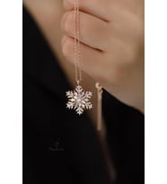 925 Ayar Gümüş Kar  Tanesi Kolye Zirkon Taşlı Kadın Hediyelik (Rose - Gold)