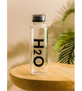 H2o 1 Lt Borosılıkat Cam Matara Isıya Dayanıklı Büyük Boy Matara Gri