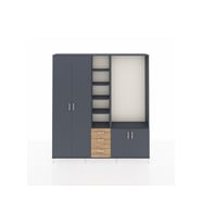 Arges Dolap 13 Raflı 3 Çekmeceli 4 Kapaklı 220x30x243 Antrasit-Antrasit/Çam