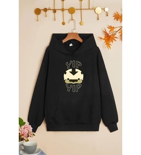 Unisex Avatar Appa Baskılı Sweatshirt (Siyah)
