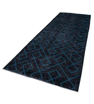 Antrasit Gri Modern Stil Geometrik Motifli Salon Halısı El Dokuma Yün Karışımlı Koridor Tipi