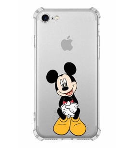 Apple iPhone SE 2022 Uyumlu Köşe Korumalı Antişok  Kapak Mickey Mouse Tasarımlı Şeffaf  Kılıf