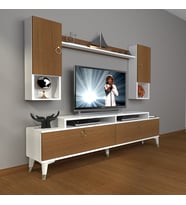 Decoraktiv Ekoflex 5DA Mdf Gold Tv Ünitesi Tv Sehpası - Beyaz Ceviz (Beyaz - Ceviz)