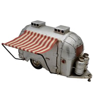 Gümüş Retro Karavan Biblo - Açılır Tente Detaylı Metalik Masaüstü Dekoru
