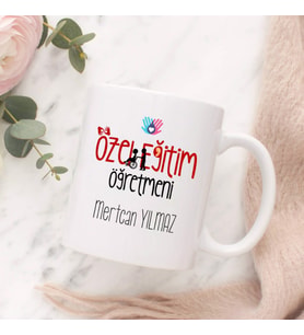 Kişiye Özel Özel Eğitim Öğretmeni Kupa Bardak HA25 (Beyaz - Beyaz)