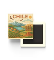 Şili - Chile - Paper Cut Art - Baskılı Buzdolap Magneti Kare - 9x9 cm