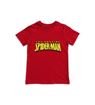 Spiderman baskılı örümcek adam pamuklu penye kumaş yazlık çocuk tişört (Kırmızı)